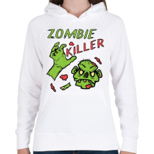 PRINTFASHION Zombie Killer - Női kapucnis pulóver - Fehér női pulóver, kardigán