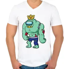 PRINTFASHION Zombie king - Férfi V-nyakú póló - Fehér férfi póló