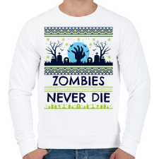 PRINTFASHION Zombies Never Die - Férfi pulóver - Fehér férfi pulóver, kardigán