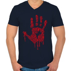 PRINTFASHION Zombikéz - Férfi V-nyakú póló - Sötétkék