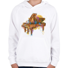 PRINTFASHION Zongora - Gyerek kapucnis pulóver - Fehér