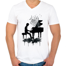 PRINTFASHION Zongorista - Férfi V-nyakú póló - Fehér férfi póló