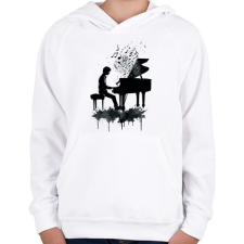 PRINTFASHION Zongorista - Gyerek kapucnis pulóver - Fehér gyerek pulóver, kardigán