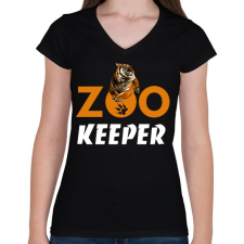 PRINTFASHION ZOO KEEPER - Női V-nyakú póló - Fekete női póló
