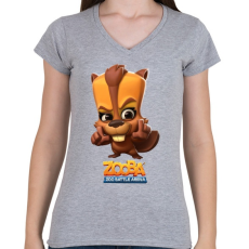 PRINTFASHION Zooba - Besty  - Női V-nyakú póló - Sport szürke