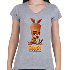 PRINTFASHION Zooba - Molly  - Női V-nyakú póló - Sport szürke