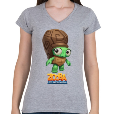 PRINTFASHION Zooba - Shelly  - Női V-nyakú póló - Sport szürke női póló