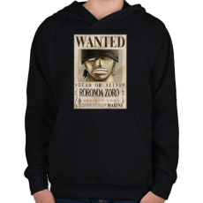 PRINTFASHION zoro körözési plakát (elmosott) - Gyerek kapucnis pulóver - Fekete