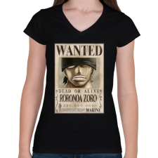 PRINTFASHION zoro körözési plakát (elmosott) - Női V-nyakú póló - Fekete női póló