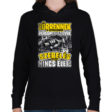 PRINTFASHION Zörrennek a szerszámok, peregnek az évek. Szerelés nélkül nincs élet! - Női kapucnis pulóver - Fekete