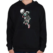 PRINTFASHION Zsákoló asztronauta - Gyerek kapucnis pulóver - Fekete gyerek pulóver, kardigán