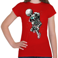 PRINTFASHION Zsákoló asztronauta - Női póló - Piros
