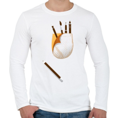 PRINTFASHION Zseb ecsettel - Férfi hosszú ujjú póló - Fehér
