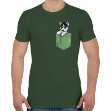 PRINTFASHION ZSEB-Husky - Férfi póló - Katonazöld férfi póló