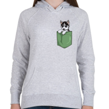 PRINTFASHION ZSEB-Husky - Női kapucnis pulóver - Sport szürke női pulóver, kardigán