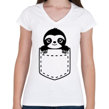 PRINTFASHION Zseb - Női V-nyakú póló - Fehér női póló