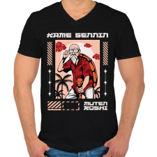 PRINTFASHION Zseniális teknős - Férfi V-nyakú póló - Fekete férfi póló