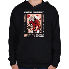 PRINTFASHION Zseniális teknős - Gyerek kapucnis pulóver - Fekete