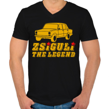PRINTFASHION Zsiguli the legend - Férfi V-nyakú póló - Fekete férfi póló