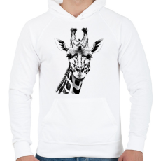 PRINTFASHION Zsiráf - Férfi kapucnis pulóver - Fehér