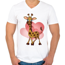 PRINTFASHION Zsiráf - Férfi V-nyakú póló - Fehér