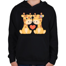 PRINTFASHION Zsiráf love - Gyerek kapucnis pulóver - Fekete