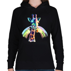 PRINTFASHION Zsiráf  - Női kapucnis pulóver - Fekete
