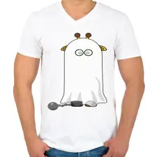 PRINTFASHION Zsiráf szellem - Férfi V-nyakú póló - Fehér férfi póló