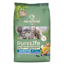  Pro-Nutrition PureLife Adult Sterilized száraz macskatáp - szardíniával 8 kg macskaeledel