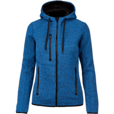 PROACT cipzáras kapucnis vastag Női pulóver bolyhos belsővel PA366, Light Royal Blue Mélange-M
