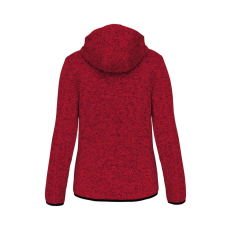 PROACT cipzáras kapucnis vastag Női pulóver bolyhos belsővel PA366, Red Melange-2XL