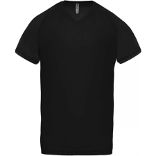 PROACT Férfi póló Proact PA476 Men’S v-neck Short Sleeve Sports T-Shirt -M, Black férfi póló