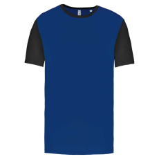 PROACT kétszínű rövid ujjú környakas unisex sportpóló PA4023, Dark Royal Blue/Black-XS