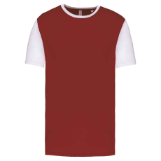 PROACT kétszínű rövid ujjú környakas unisex sportpóló PA4023, Garnet/White-M