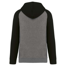 PROACT PA369 kétszínű raglán ujjú kapucnis pulóver Proact, Grey Heather/Black-M
