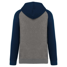 PROACT PA369 kétszínű raglán ujjú kapucnis pulóver Proact, Grey Heather/Sporty Navy-L