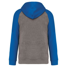 PROACT PA369 kétszínű raglán ujjú kapucnis pulóver Proact, Grey Heather/Sporty Royal Blue-3XL