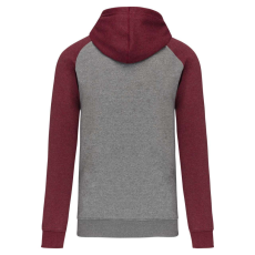 PROACT PA369 kétszínű raglán ujjú kapucnis pulóver Proact, Grey Heather/Wine Heather-2XL