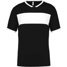 PROACT PA4000 rövid ujjú V-nyakú férfi sportpóló, kontrasztos betéttel Proact, Black/White-S