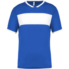 PROACT PA4000 rövid ujjú V-nyakú férfi sportpóló, kontrasztos betéttel Proact, Sporty Royal Blue/White-3XL férfi póló