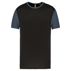 PROACT PA4023 kétszínű rövid ujjú környakas unisex sportpóló Proact, Black/Sporty Grey-XS