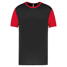 PROACT PA4023 kétszínű rövid ujjú környakas unisex sportpóló Proact, Black/Sporty Red-XL