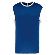 PROACT PA4023 kétszínű rövid ujjú környakas unisex sportpóló Proact, Dark Royal Blue/White-3XL