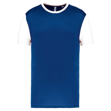 PROACT PA4023 kétszínű rövid ujjú környakas unisex sportpóló Proact, Dark Royal Blue/White-XL