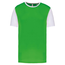 PROACT PA4023 kétszínű rövid ujjú környakas unisex sportpóló Proact, Green/White-XS