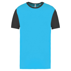 PROACT PA4023 kétszínű rövid ujjú környakas unisex sportpóló Proact, Light Turquoise/Dark Grey-S