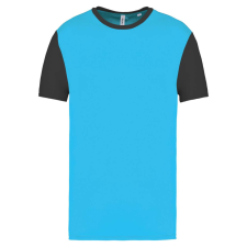PROACT PA4023 kétszínű rövid ujjú környakas unisex sportpóló Proact, Light Turquoise/Dark Grey-XL férfi póló