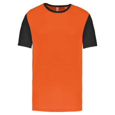 PROACT PA4023 kétszínű rövid ujjú környakas unisex sportpóló Proact, Orange/Black-M