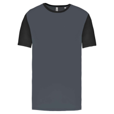 PROACT PA4023 kétszínű rövid ujjú környakas unisex sportpóló Proact, Sporty Grey/Black-M