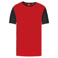PROACT PA4023 kétszínű rövid ujjú környakas unisex sportpóló Proact, Sporty Red/Black-S
